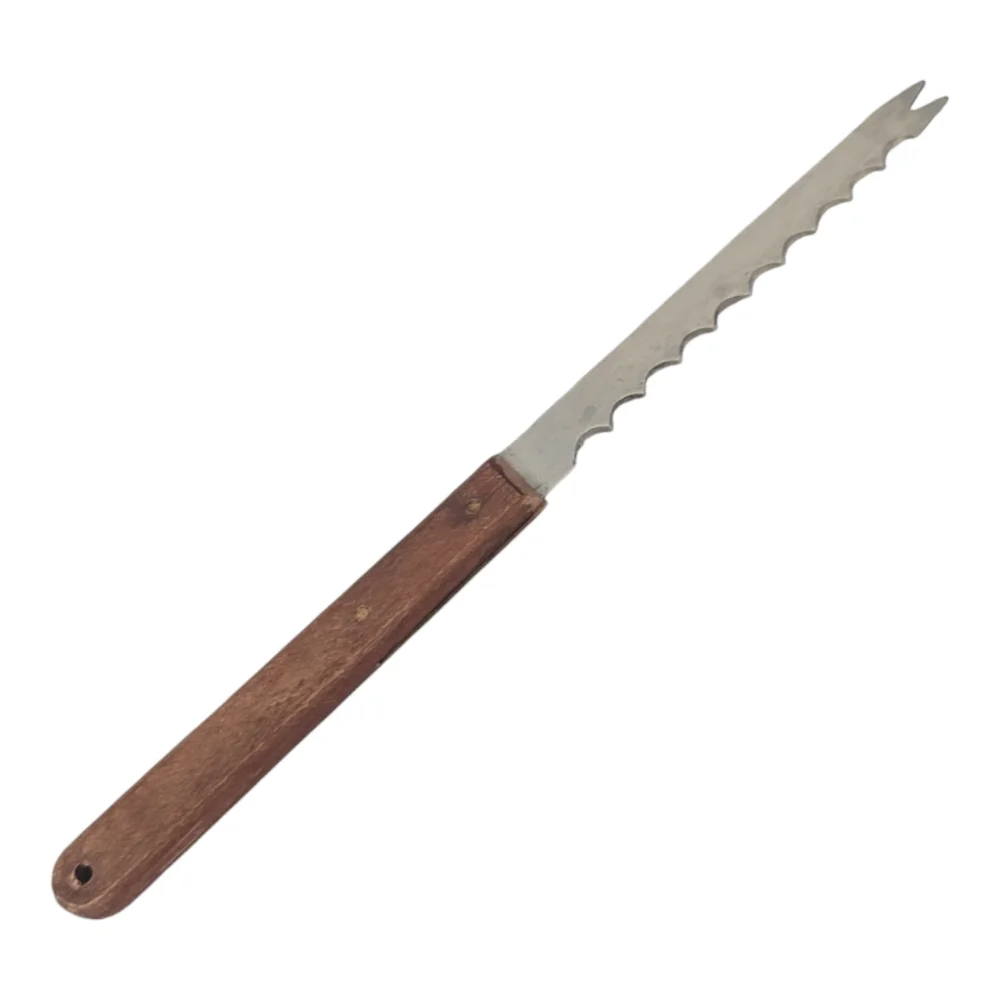 VTG Goodwood SS Fork Tip Serrated Cheese Charcuterie Knife, Wood Handle Japan